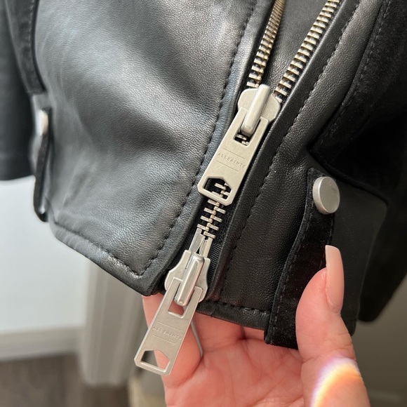 ALL SAINTS BLACK LEATHER JACKET SIZE 4 - Picture 4 of 6